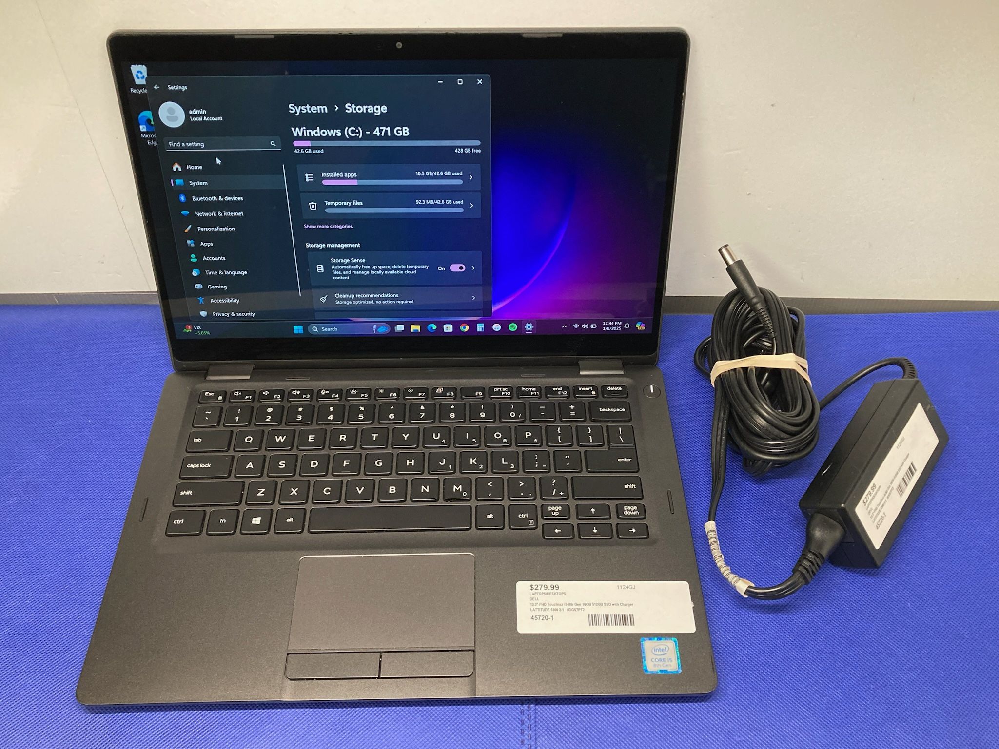 DELL LATITUDE 5300 13.3" FHD Touchscreen i5-8th Gen 16GB 512GB SSD with Charger
