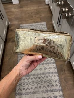 Michael Kors Gold Monogram Zip-Around Wallet