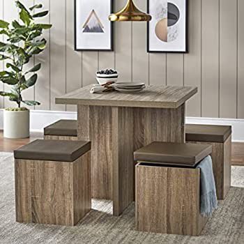 5-Piece Dexter Dining Set with Storage Ottoman Compact 