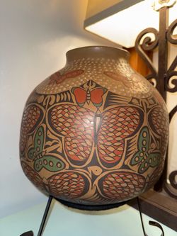 Large Hand-Painted Ceramic Pottery Vessel