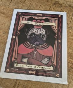 Retro Pets Pug Print "Saint Pugnacious" Krista Brooks NEW Sealed