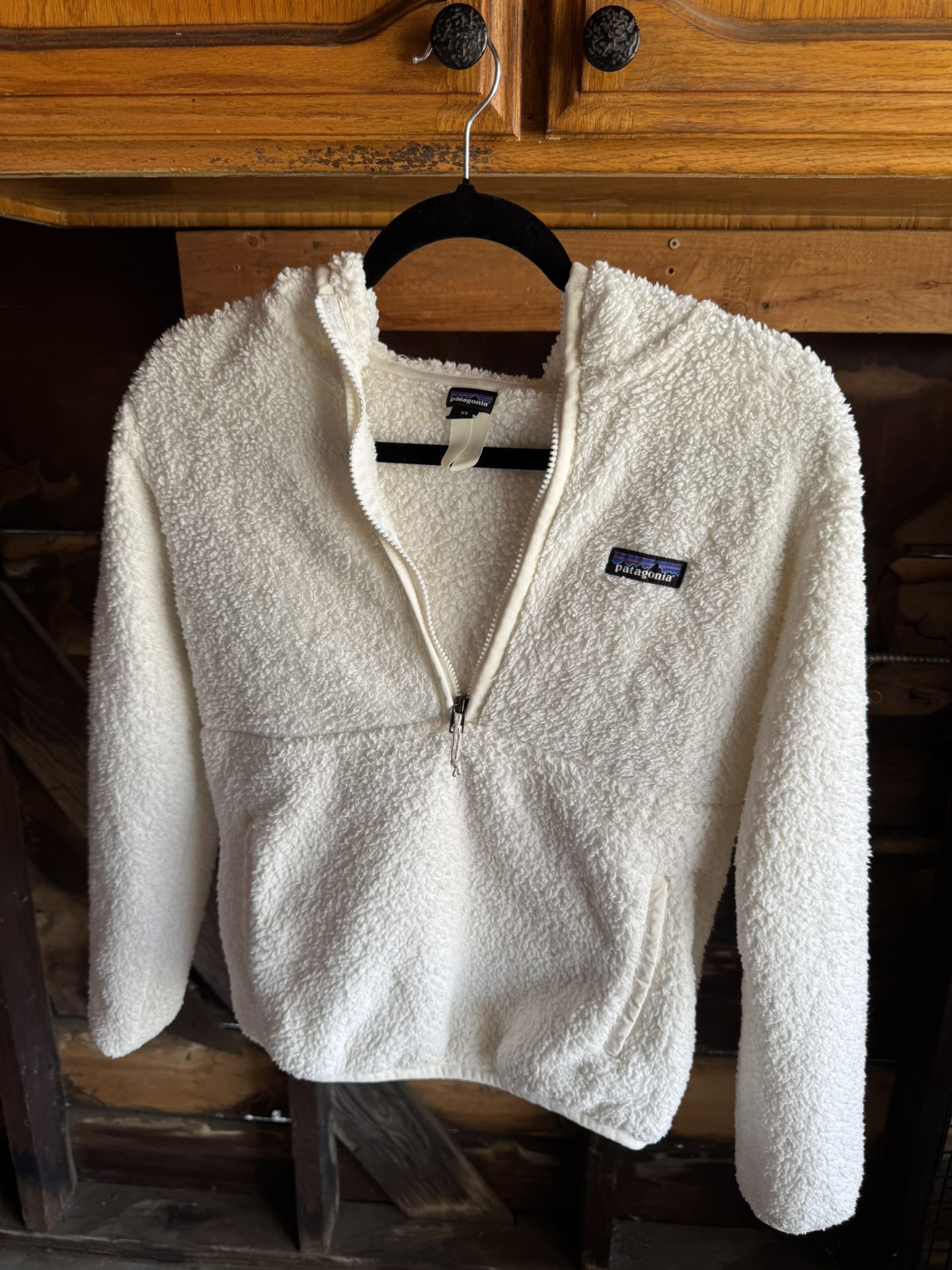 Patagonia Women's Los Gatos Hooded Fleece 1/2 Zip Pullover Size XS | Birch White