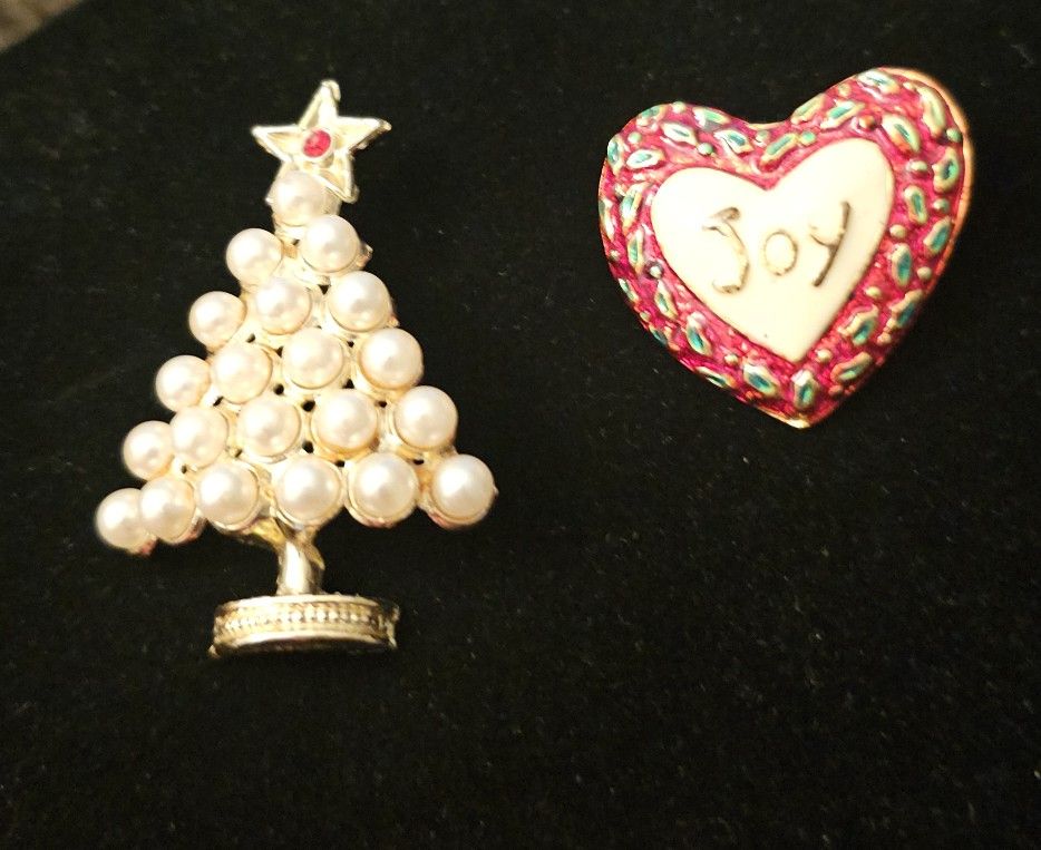 2 Christmas/Holiday Brooches 