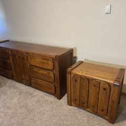 Vintage Solid Wood Dresser & Cabinet Nightstand