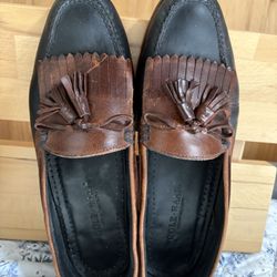 Men’s Cole Haan Country Hand Sewn Black & Brown Leather Tassel Loafers Size 13