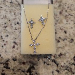 Cross Necklace And Earring Set