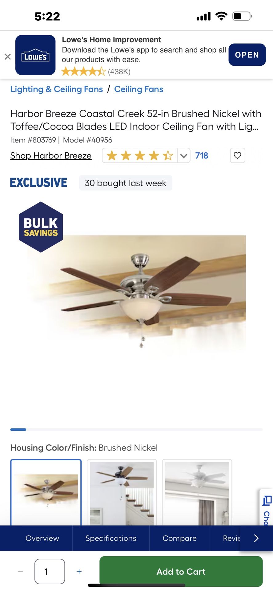 Indoor ceiling fan By Crystal Creek