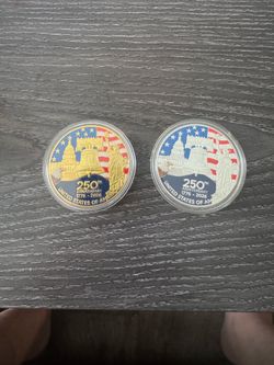 1 ounce coins, 250 year anniversary colorized copper coins