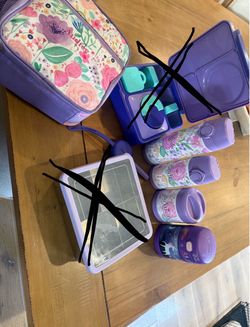Girls pottery barn lunch bag/ + insulated cups
