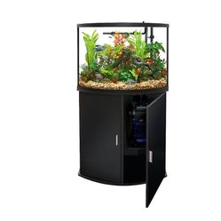 Water Filter And Top Fin Bowfront Aquarium & Stand Ensemble - 36 Gallon