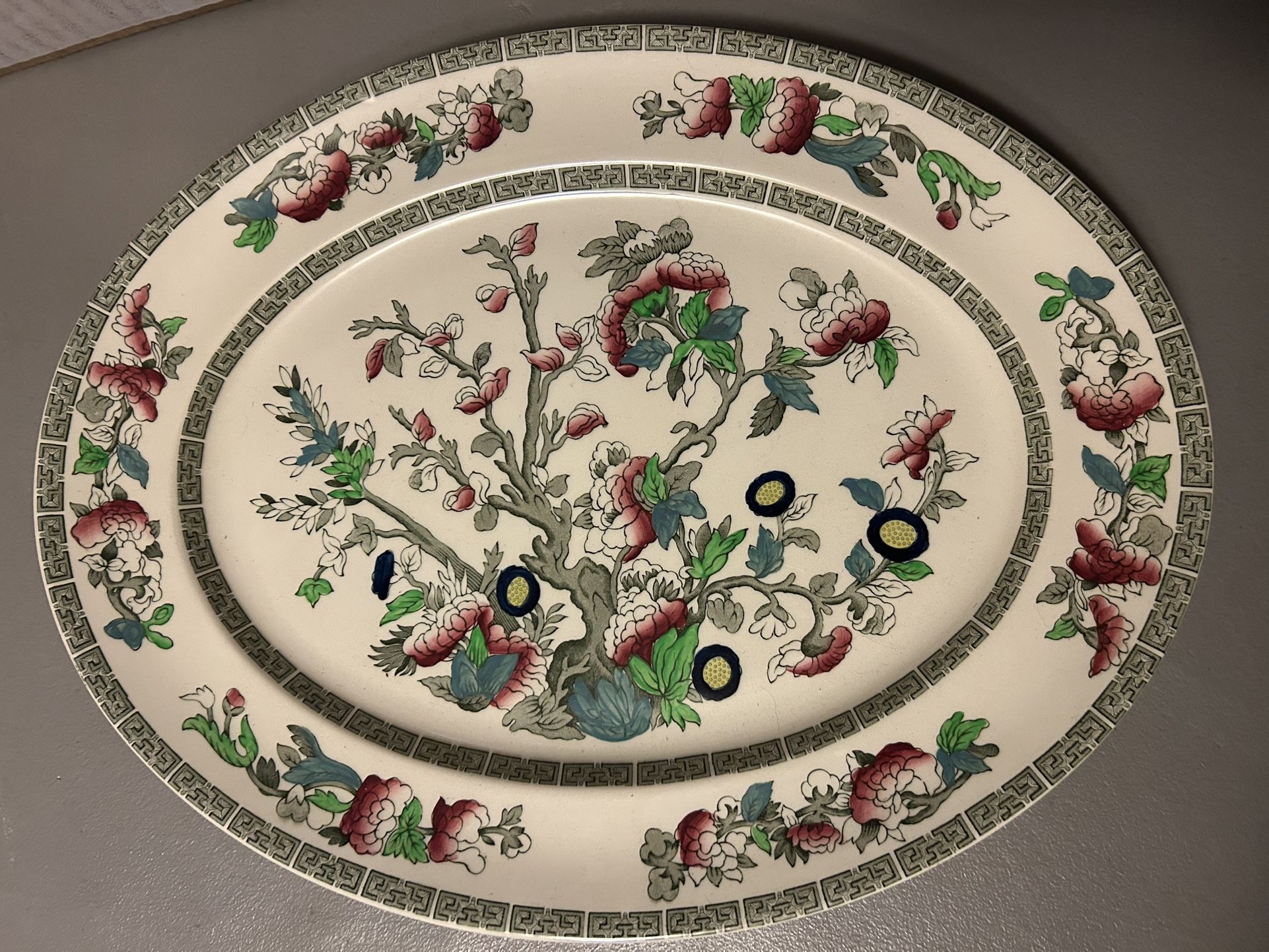 Pottery Large Platter, Johnson Brothers, England, Indian Tree, ca 1970s