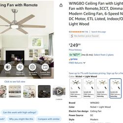 Ceiling Fan with Lights - 64 inch wood