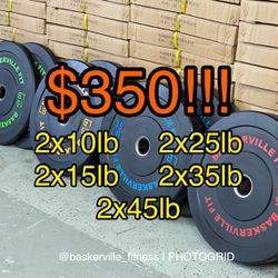 NEW 260lb set of Olympic Bumper Plates sealed in the manufacturer box  