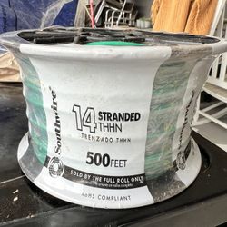 ROLL 500 FT 14-AWG GREEN STRANDED COPPER THHN WIRE AND TWO PRIMARY WIRE 14-19.