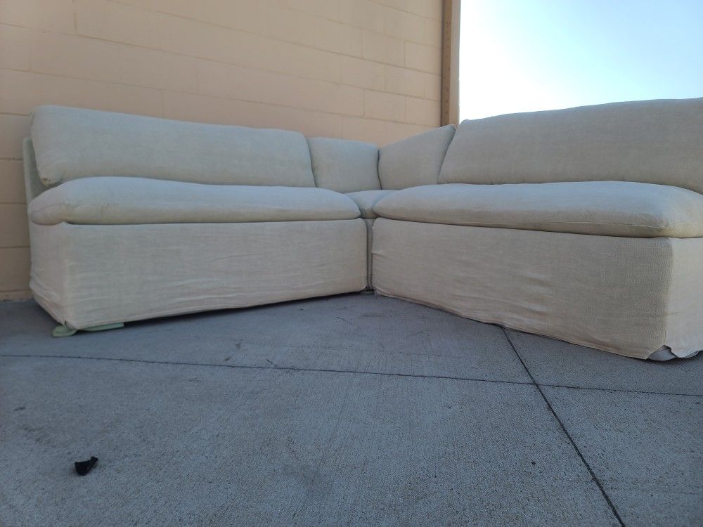 SixPenny Aria Banquette Downfilled Bleached Almond Sectional Couch Sofa