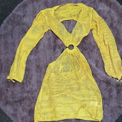 Yellow Cover-Up Dress For Bikini Under