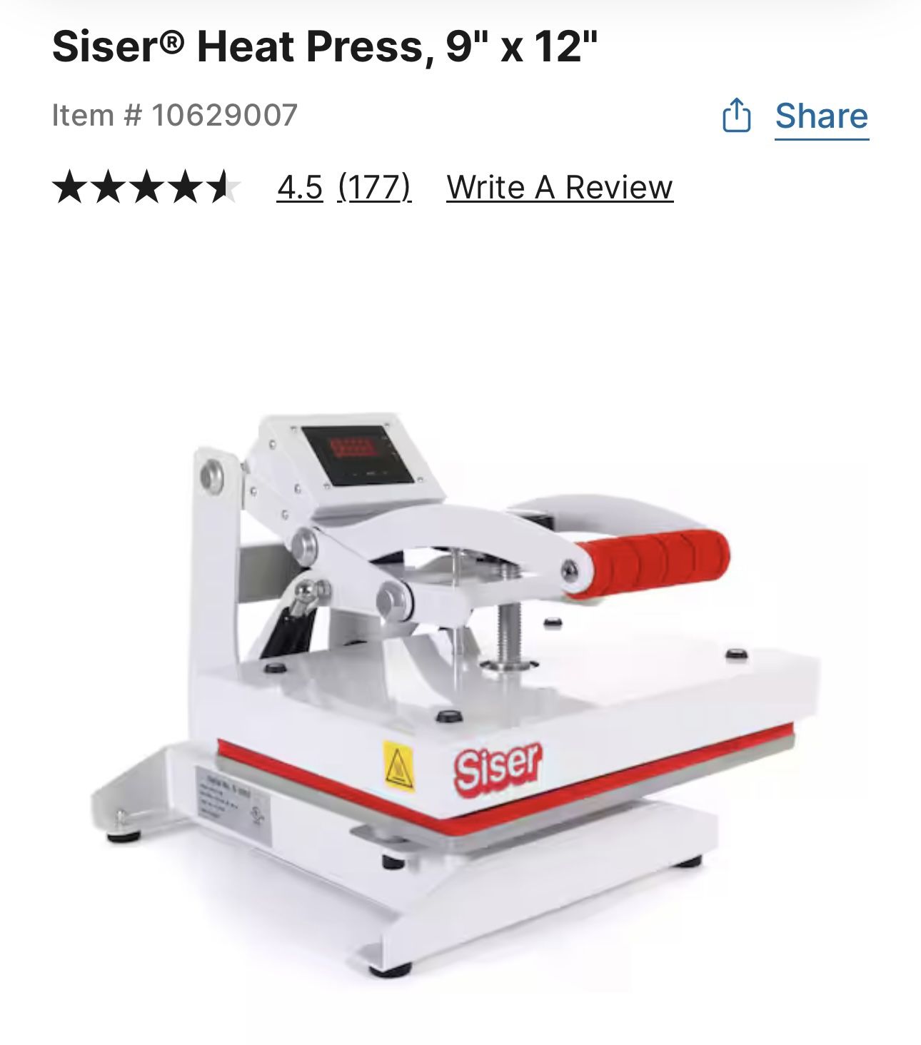 Sister Heat Press 9x12 ($60) 