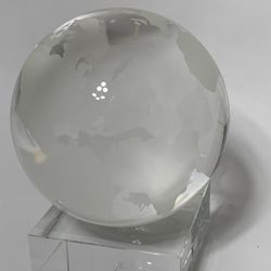 Oleg Cassini World Globe Paperweight Crystal Sphere Map in Gift Box