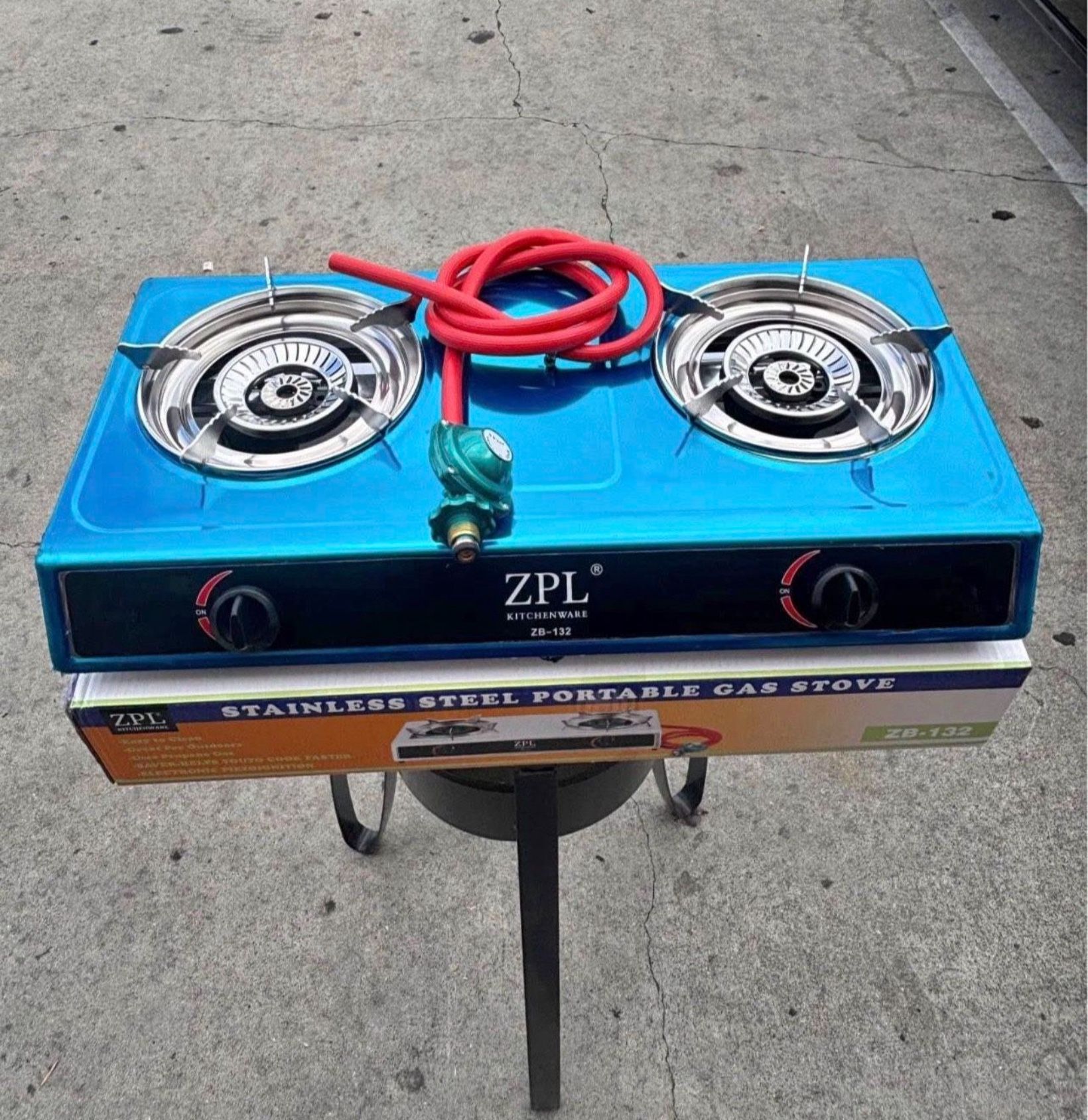 estufa portátil de gas propano incluye manguera con regulador