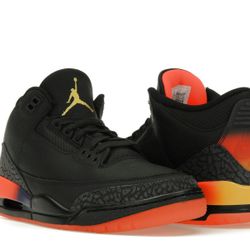 Jordan 3 Retro J Balvin Rio Sneakers – Black/Solar Flare/Crimson – FN0344-001