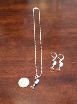NEW 3D Wine Glass Charm on Sterling Silver Chain Necklace