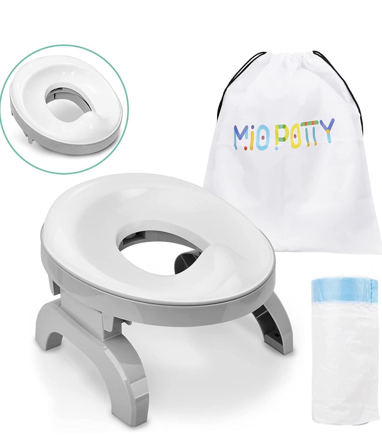 BATTOP Portable Potty for Toddler Travel Potty Training Seat Kids 2-in-1 Potty Chair Foldable Toilet Trainer with Potty Liners and Carry Bag (2-in-1 P