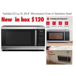 New in box Toshiba 2.2 cu microwave 1200w $120 cash only pick up east Palmdale 