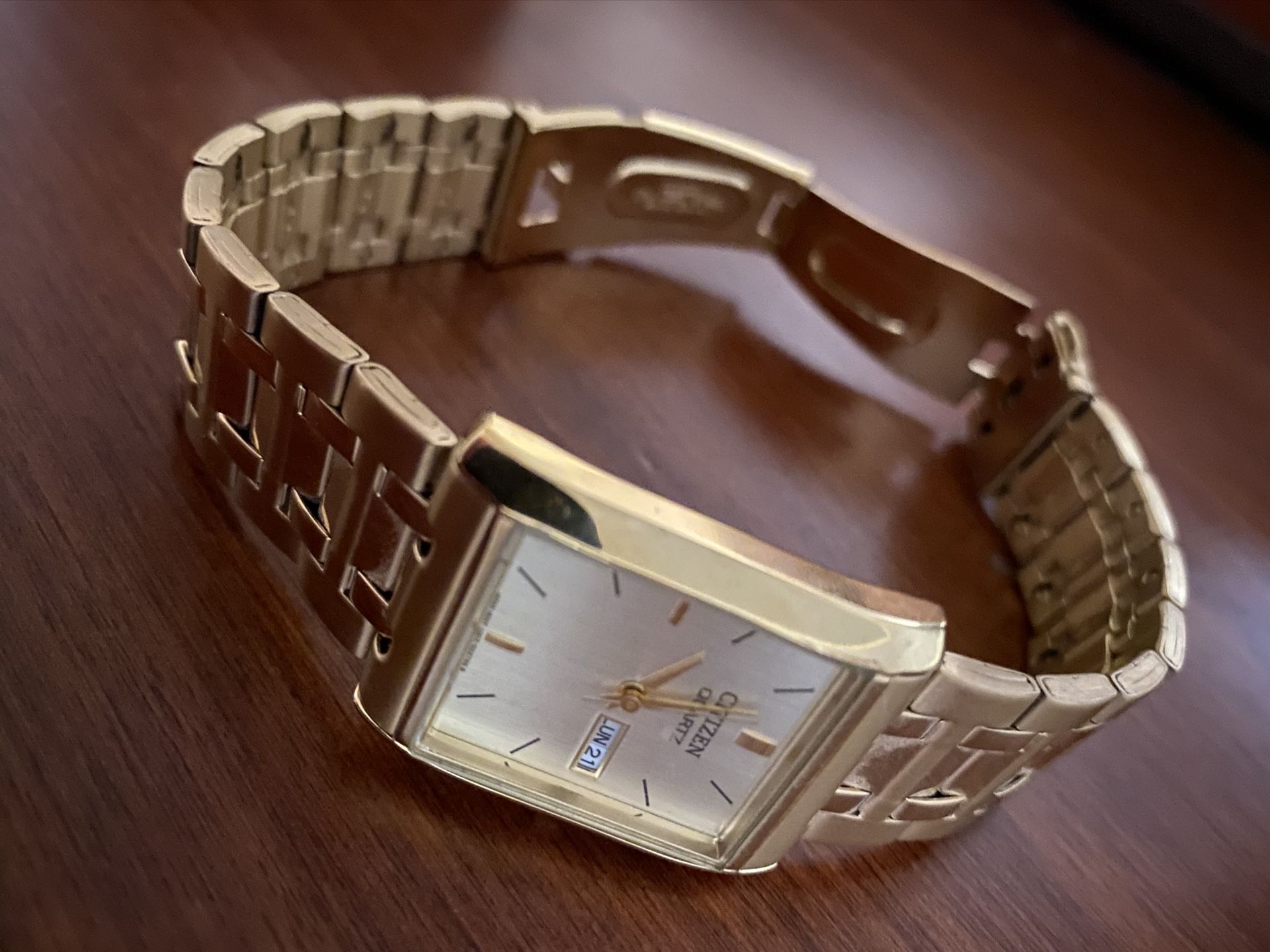 Citizen Gold Rectangular Wrist Watch