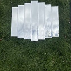 Beautiful 1980’s Vintage Windsor Art Deco 7 Panel Beveled Cascade Step Wall Mirror Brutalist