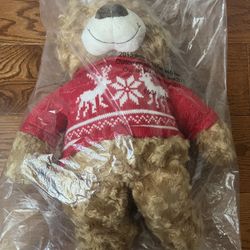Avon 2015 Holiday Plush Teddy Bear Still Sealed In Its Original Plastic Packaging