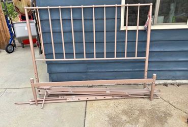 Queen Rose Gold Metal Bed Frame with Headboard