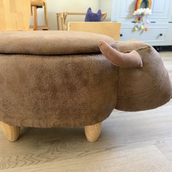 Brown Buffalo Animal Storage Ottoman