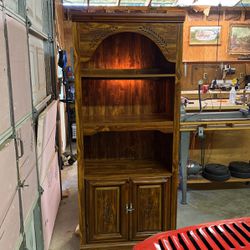 80s Wooden Bookcase With Cabinet 
