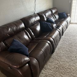 Leather Sectional Couch With Storage Arm Rests