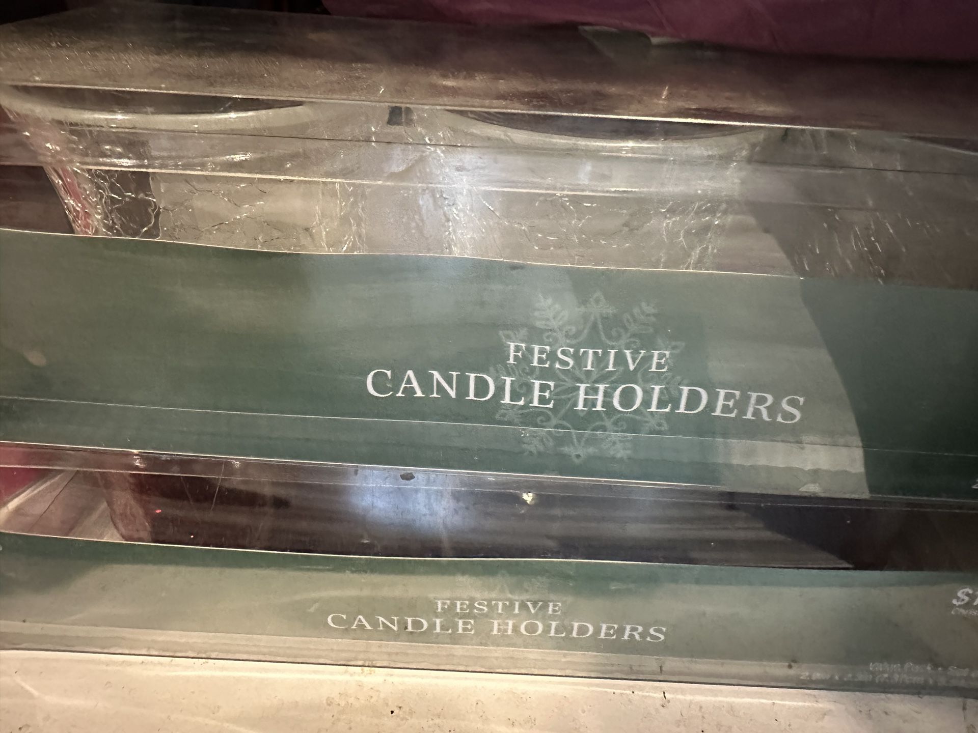 BRAND NEW candle Holders Red & Clear 