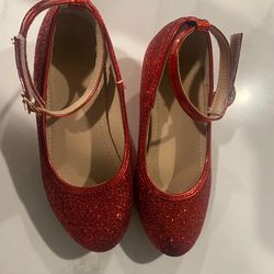 little girls red sparkly heels 