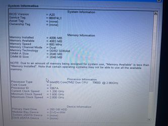 Dell Laptop Intel Core 2 Duo T9600 4GB RAM