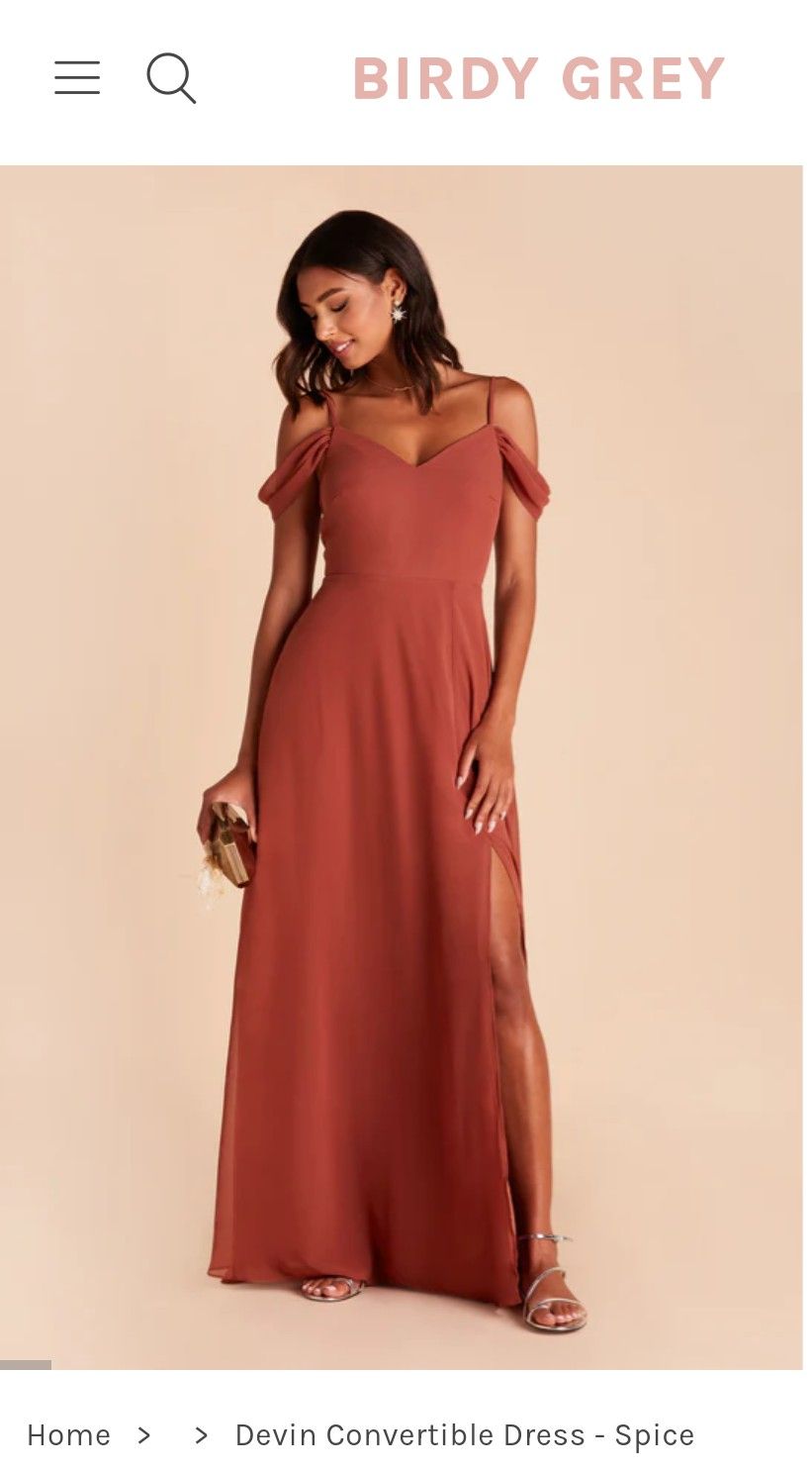 Chiffon Spice Color Bridesmaid Dress (Size M)