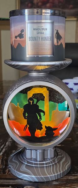 Mandalorian & grogu bath and body works light up pedestal candle holder with free candle