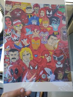 11x17 Marvel DC Anime Justice League Avengers Fan Art Batman Superman Spiderman