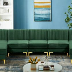 Alina Velvet Green Modular Sectional

