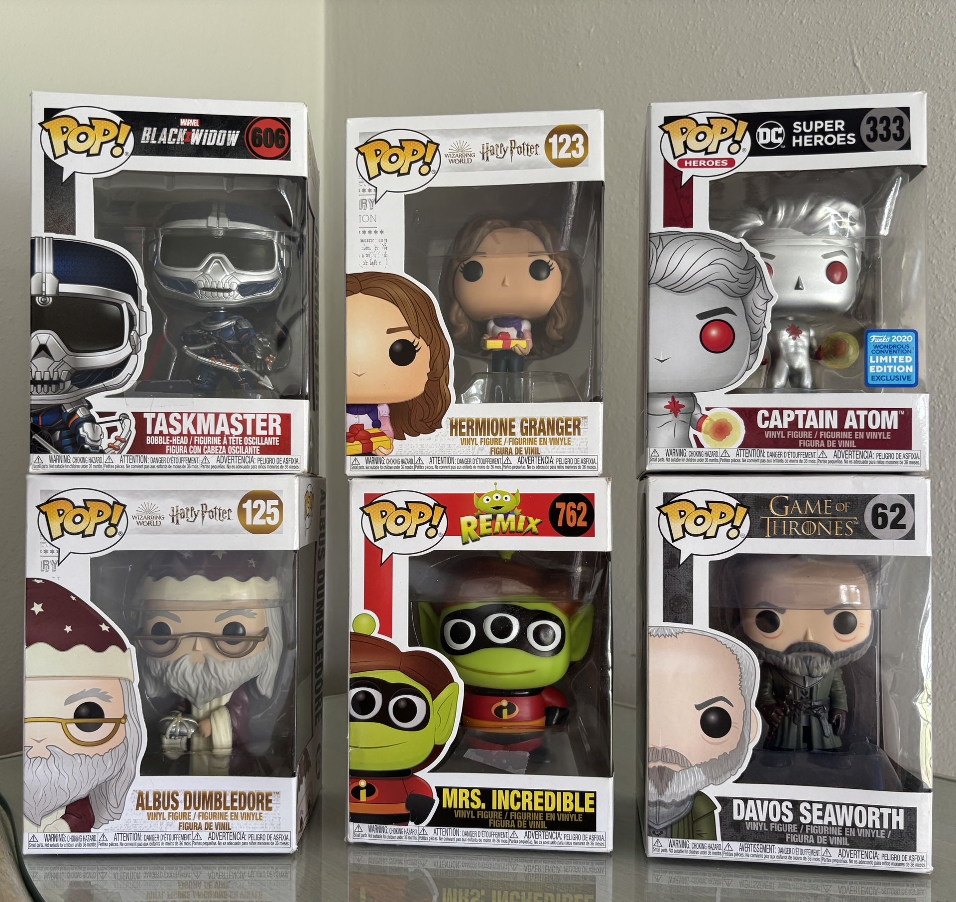 Six Miscellaneous Funko Pops Collector Series- Must Go!!!