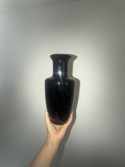 Black Tall Vase 90s Vintage Postmodern 80s Glass Minimalist