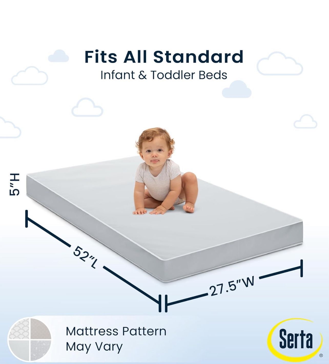 New Serta Perfect Start Limited Dual Sided Baby Crib Mattress and Toddler Mattress, Breathable Fiber Core, GREENGUARD