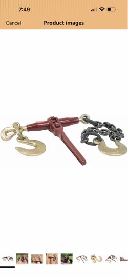 Ratchet Pro Binder w/ 3/8" Grab & 1/2" Sling Hook, & 2' G80 Chain & 1/2" Sling Hook, 7100 WLL,
