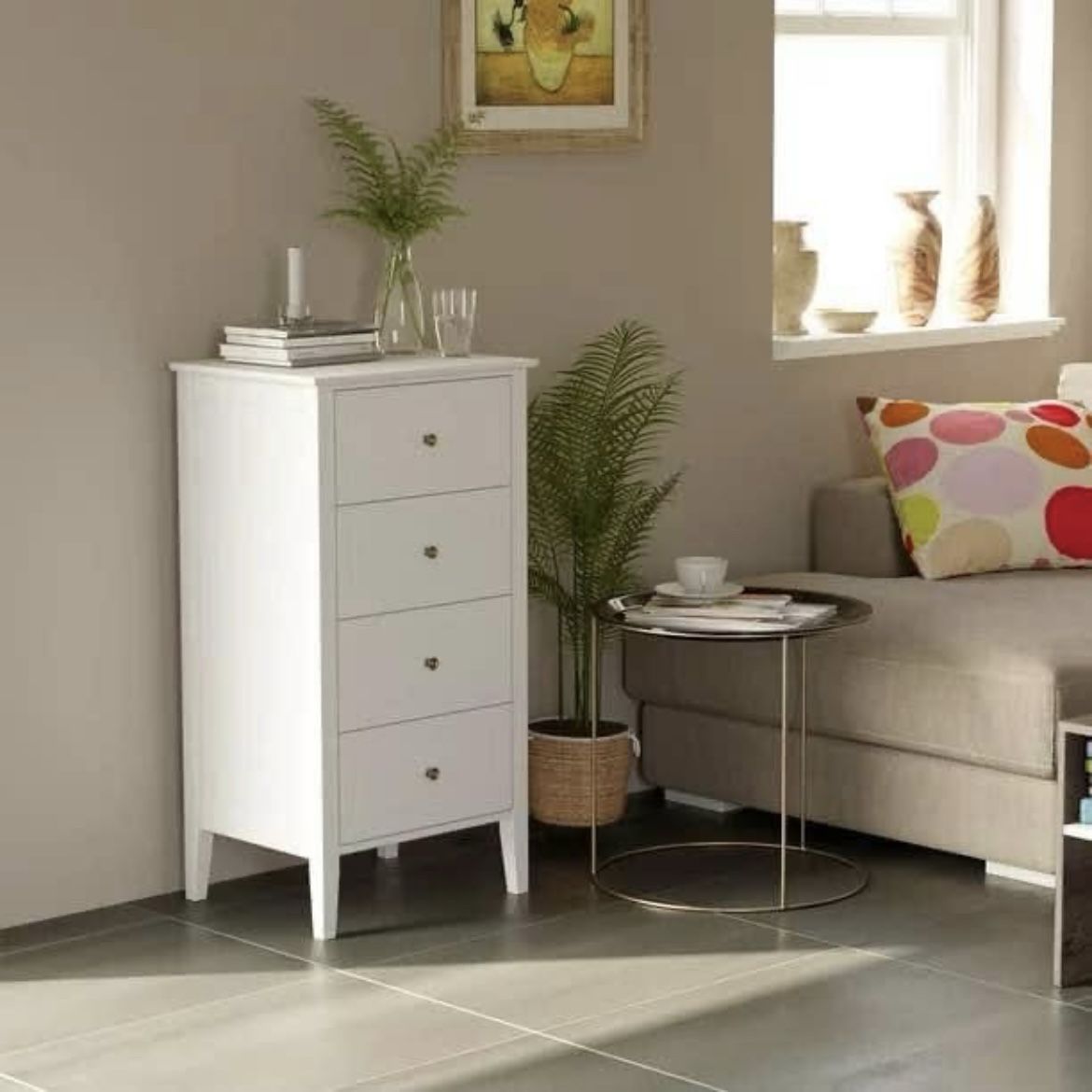 4 Drawers Dresser, Modern Nightstand for Bedroom Livingroom, White Material Engineered Wood Finish Type Polished Product Dimensions 15.7"D