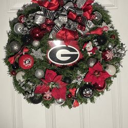 New Handmade UGA Christmas Wreath 