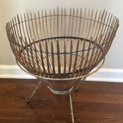 Vintage In Style of Franco Albini "Fish Trap"  with Iron Base