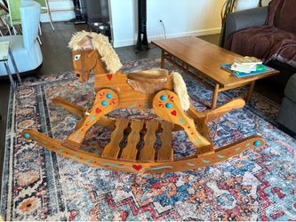 Vintage Verne DeMott Handcrafted Rocking Horse | Restored Wooden Heirloom | 58”