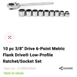 6-Point Metric Low-Profile Ratchet/Socket Set